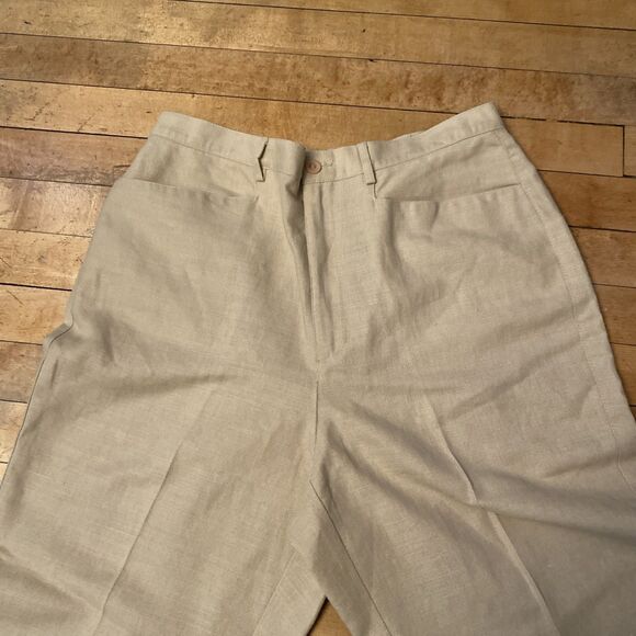 Liz Claiborne Lizsport Linen Blend Pants Women’s Size 14 Petite Beige Pleated - Picture 6 of 12